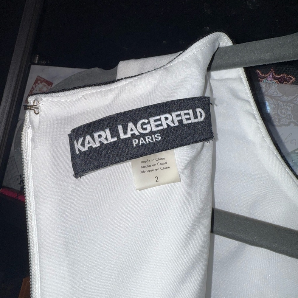 Karl Lagerfeld Paris Contrast-bow Trim Flounce Dress - Picture 3 of 9